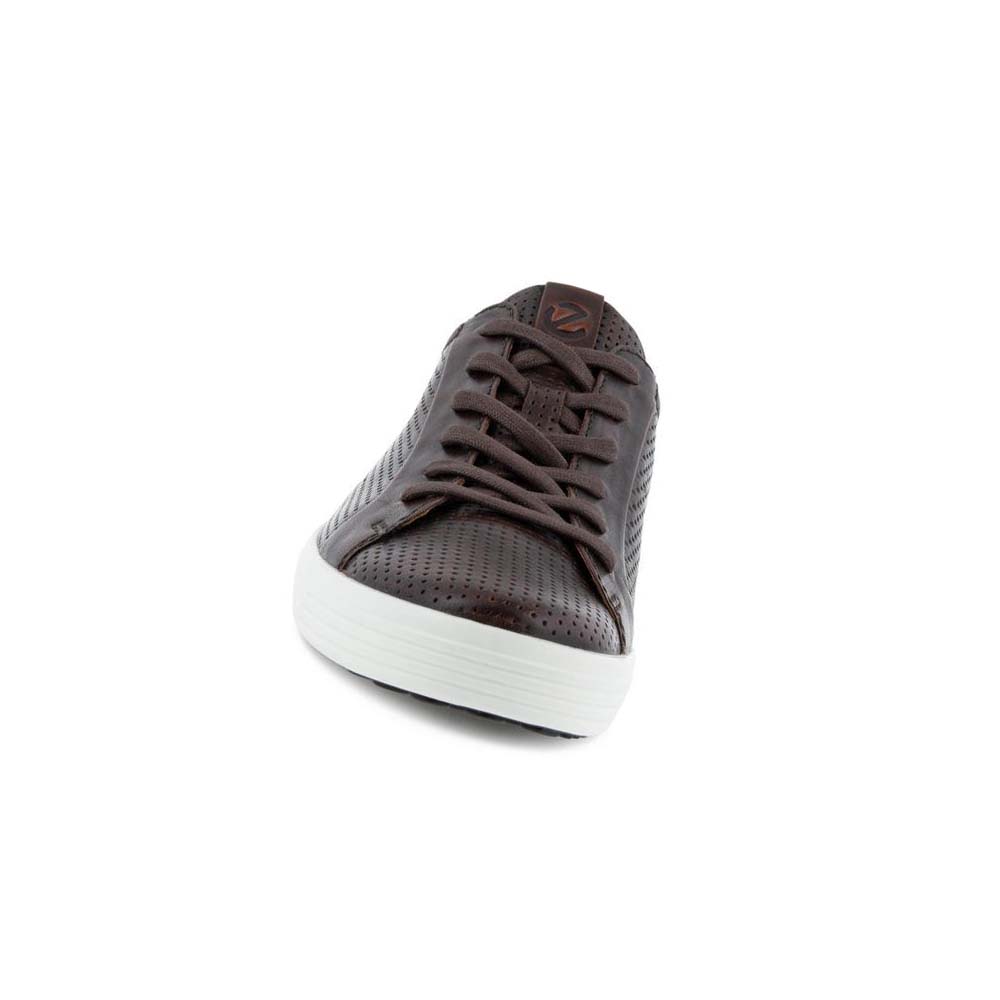 Men's Ecco Soft 7 Laced Casual Shoes Coffee | Canada 477RVD